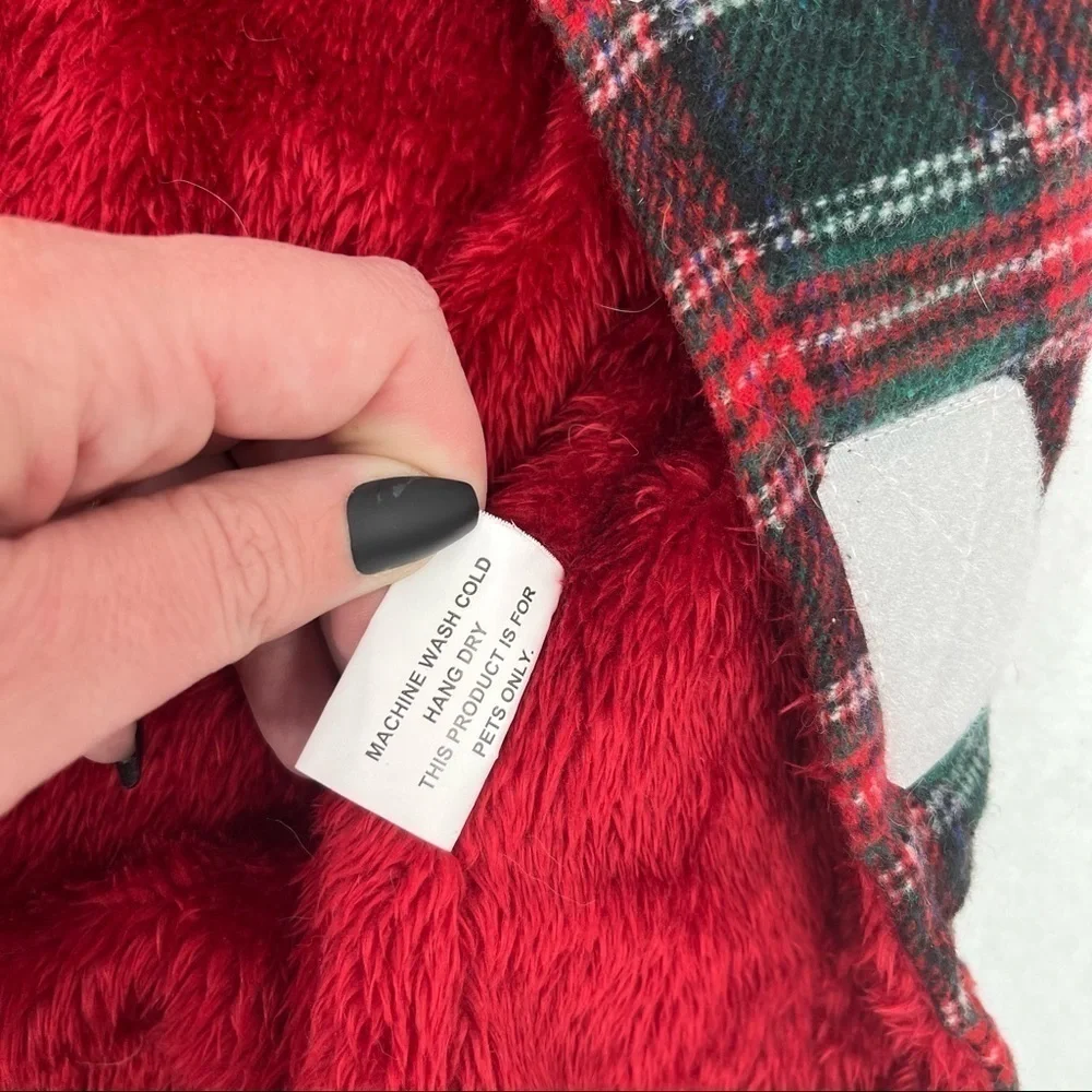 HUGGLE HOUNDS Red/Green Plaid Dog Hoodie NWT size: Large